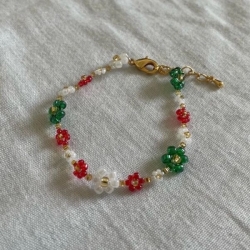 紅配綠花花手環