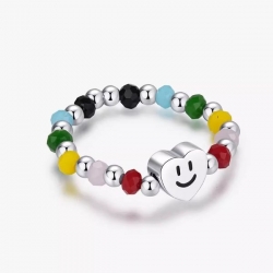 笑臉愛心彩色戒指