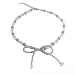 藍白串珠蝴蝶結項鍊