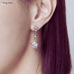 簍空星鑽耳環