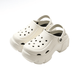 [現貨商品] 簡約可愛風 厚底增高洞洞鞋 奶油白