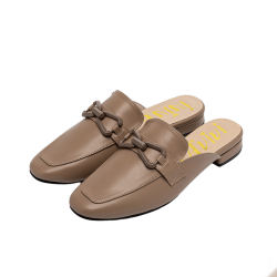 氣質百搭小香風金屬飾釦 平底圓頭半包鞋 穆勒鞋 懶人鞋