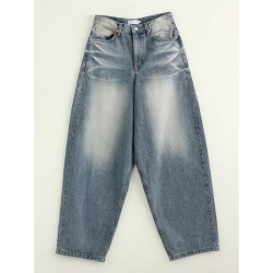 桶型褲管高腰牛仔褲