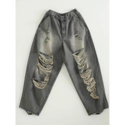 帥氣割破鬆緊腰老爺牛仔褲