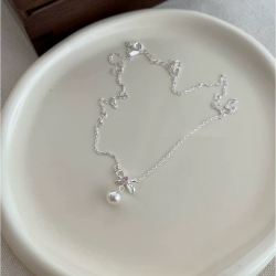 蝴蝶流蘇珍珠項鍊