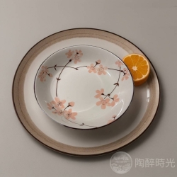 月下櫻影(陶瓷盤)