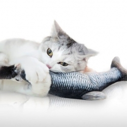 【貓有這條就夠了!】電臀系跳跳魚/魚皮可拆洗/可放入貓草(附贈USB充電線) 貓咪玩具貓玩具電動玩具推薦 (貓玩具)