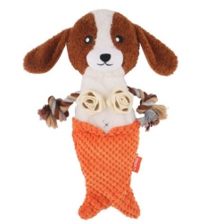 美人魚狗狗結繩玩具 橘色(21x38公分)(狗玩具)