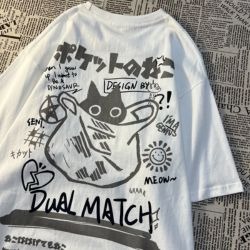 美式復古上衣口袋貓咪