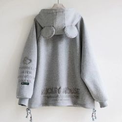 米奇刺繡拉鏈厚外套
