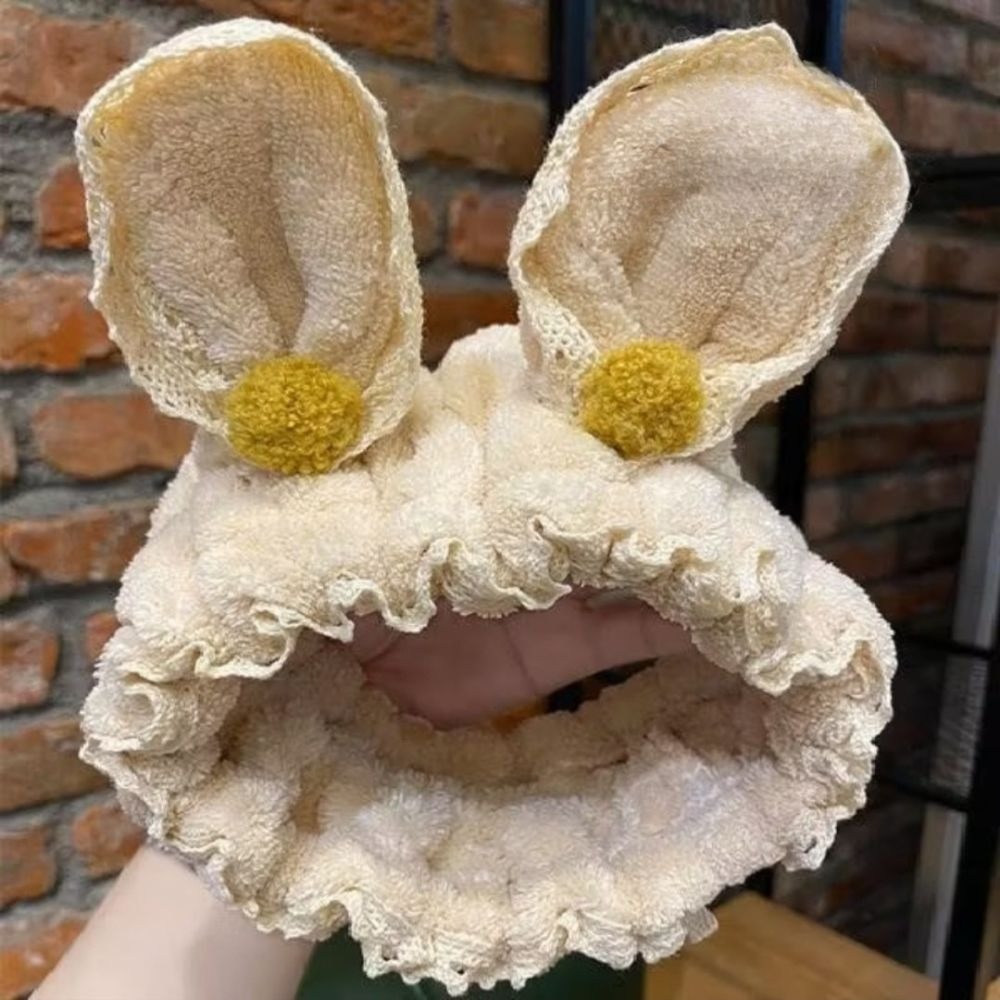 兔耳蕾絲毛巾髮帶